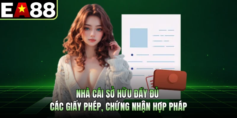 Nhà cái sở hữu đầy đủ các giấy phép, chứng nhận hợp pháp