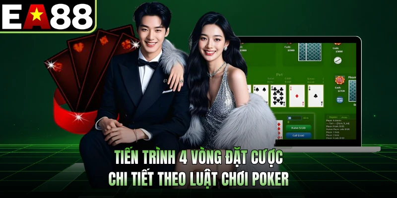 Tiến trình 4 vòng đặt cược chi tiết theo luật chơi poker 